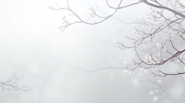 Ramas de árboles nevados contra un fondo claro