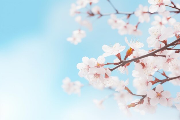 Las ramas de las cerezas en flor contra el cielo