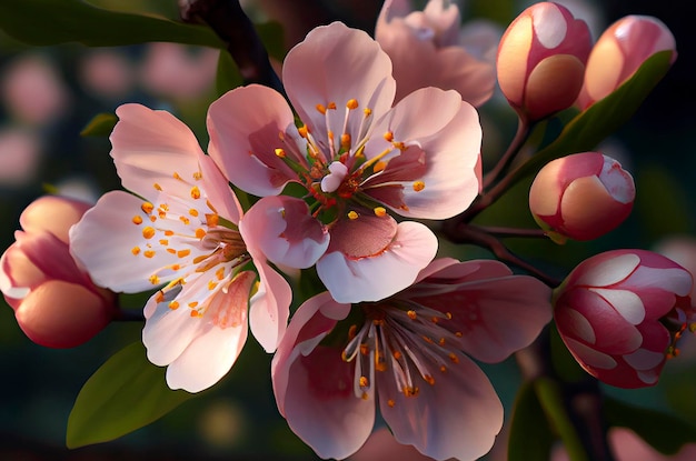 Ramas de flor de cerezo de primavera Generative Ai