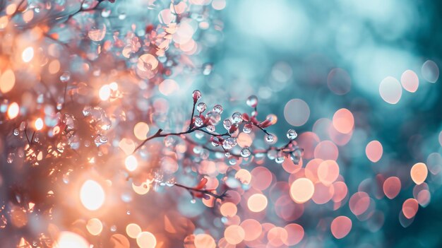 Foto ramas en flor con gotas de lluvia ia generativa