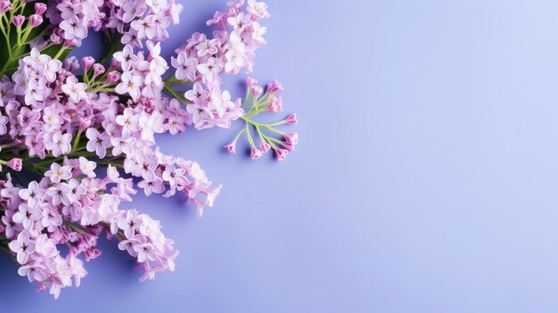 ramas de flores de lila en el fondo para el espacio de copia vista superior arreglo floral