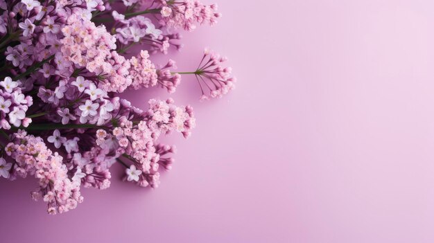 ramas de flores de lila en el fondo para el espacio de copia vista superior arreglo floral