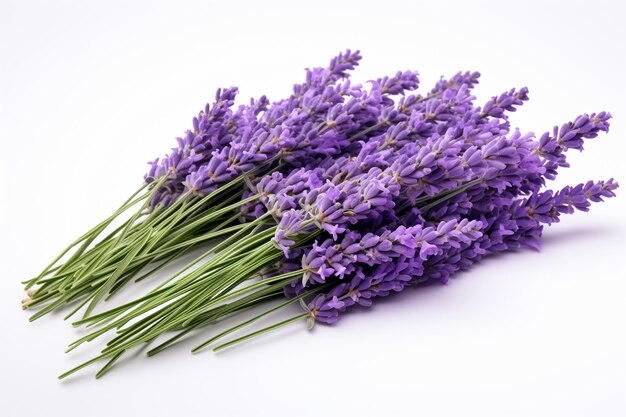 ramas de lavanda fresca sobre un fondo blanco