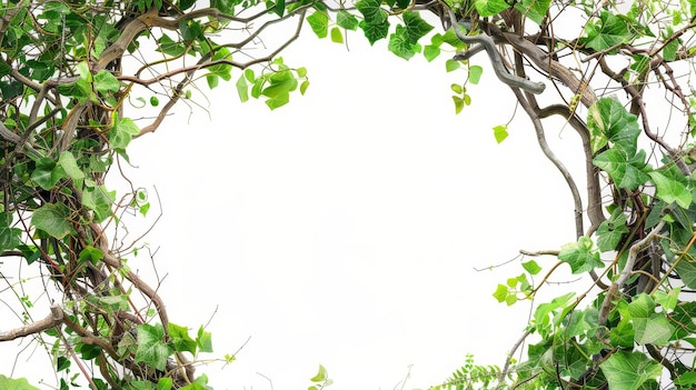 Foto ramas de liana hiedra planta arbusto con raíces de bambú en sus raíces rodeado por la naturaleza marco de la selva frontera arbusto uva o tres hojas de vid silvestre cayratia cayratia trifolia liana hiedera planta arbusto en