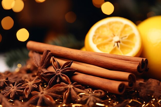 Foto ramas de navidad con limón y canela