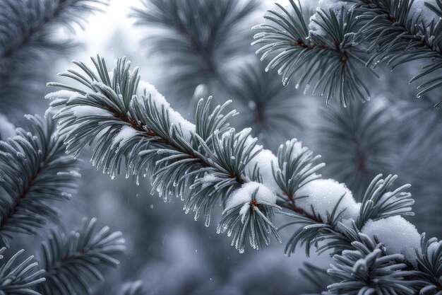 ramas de pino nevadas invierno