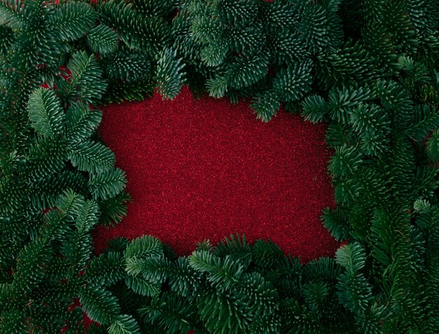Ramas verdes de un fondo de textura de árbol de Navidad