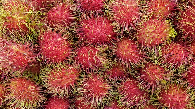 Rambután, alta vitamina C, fruta antioxidante del sudeste asiático de Tailandia