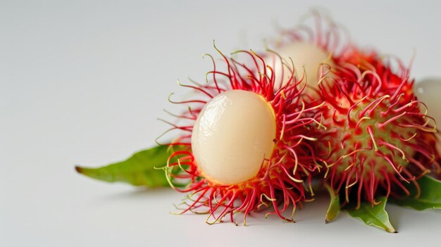 rambutan fresco sobre un fondo blanco