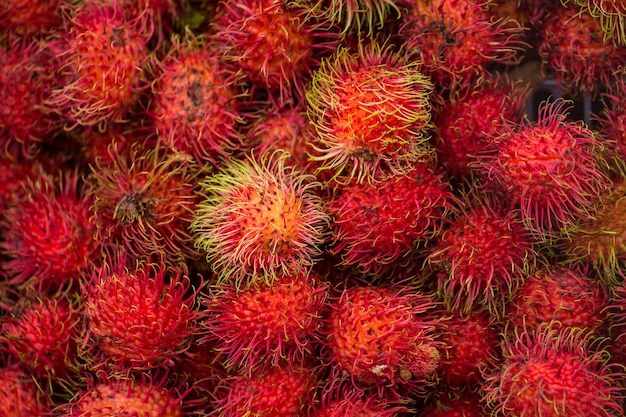 Rambutans tropical, frutas asiáticas de verão