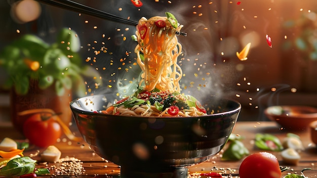 Ramen auténtico para la publicidad de los alimentos