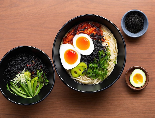 Ramen de cocina japonesa con huevos picantes