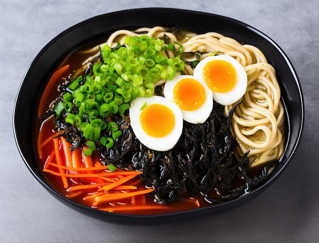 Ramen de cocina japonesa con huevos picantes