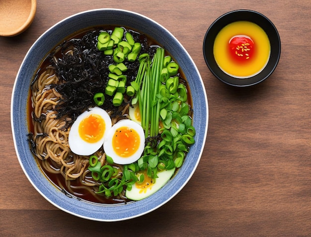 Ramen de cozinha japonesa com ovos picantes