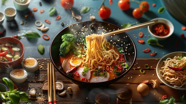 Ramen delicioso para el material promocional