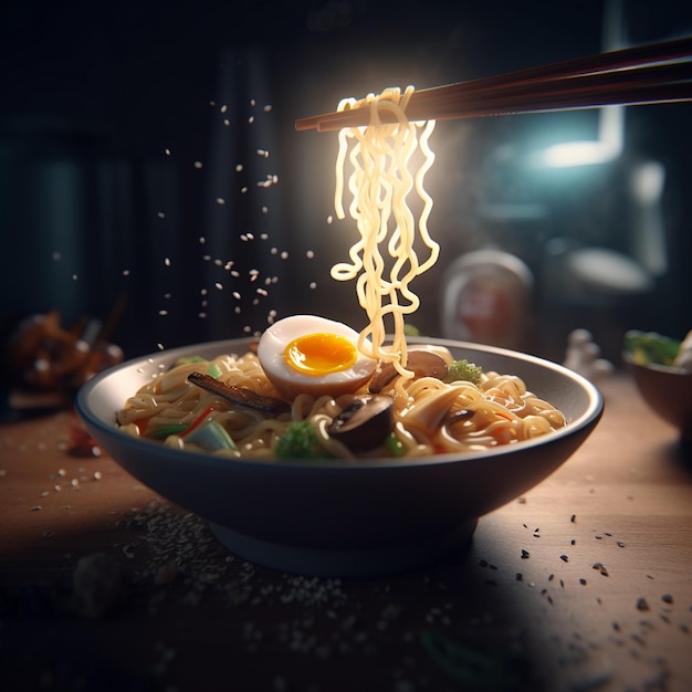 Ramen im Werbe-Stil visuell ansprechend