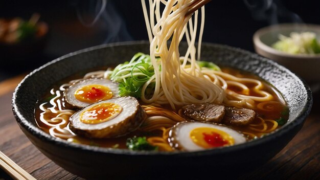 Foto ramen japonés en un tazón de la firma