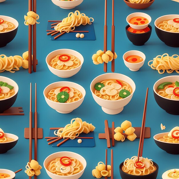 Ramen macarrão com chopstick desenho animado ícone vetor ilustração alimento objeto ícone conceito isolado plano