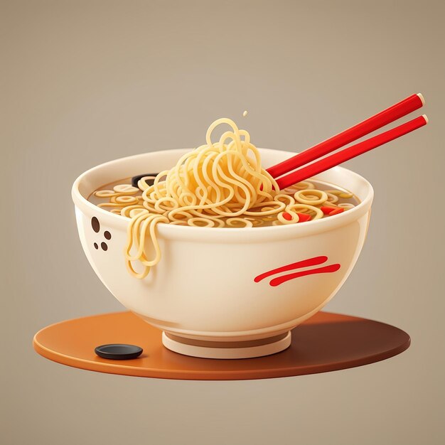 Ramen noodle con palillos de comer icona vectorial de dibujos animados ilustración icona de objeto de comida concepto aislado plano