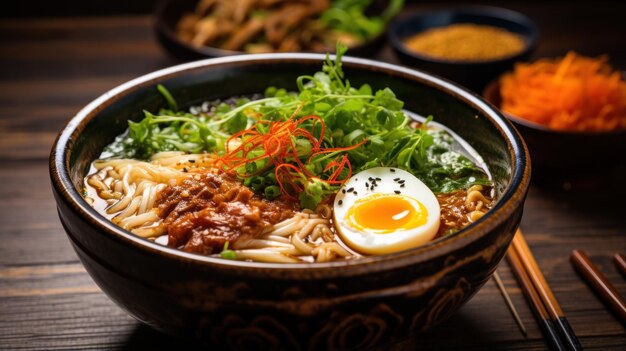 Ramen Quente, Reconfortante e Saboroso Sopa de Macarrão Perfeição