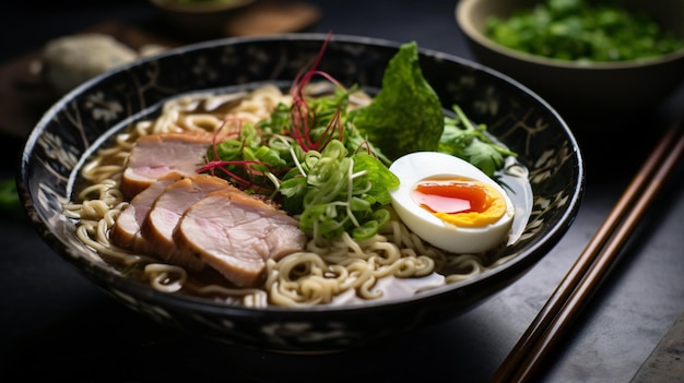 Ramen tonkotsu de porco japonês caseiro com palitos