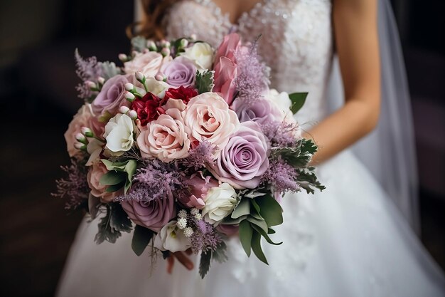 El ramo de bodas en las manos de la novia