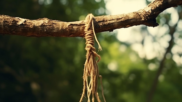 Foto ramo de árvore da floresta corda pendurada imagem ai imagem gerada