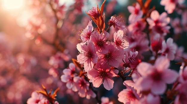 Ramo de árvore de cerejeira em flor Cerejeira em um fundo rosa flor rosa