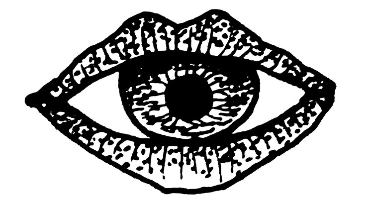 Foto ramo de galho olhos pálpebras pupilas piercing olhar boca