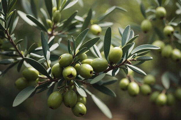 Ramo de oliveira entregue de cima no jardim de oliveiras taggiasca ou cailletier cultivar foco seletivo verde