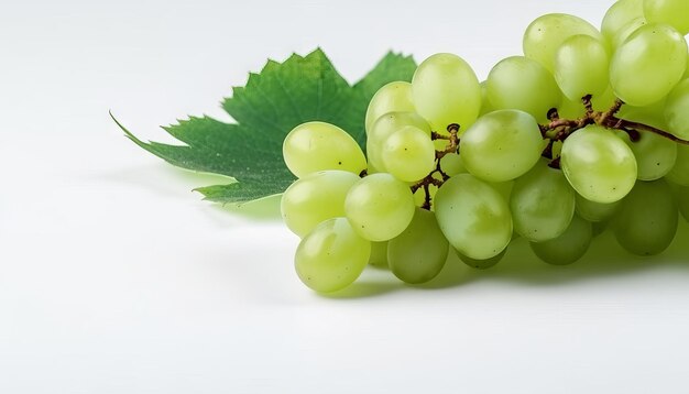 Ramo de uvas verdes isoladas no fundo branco Generative ai