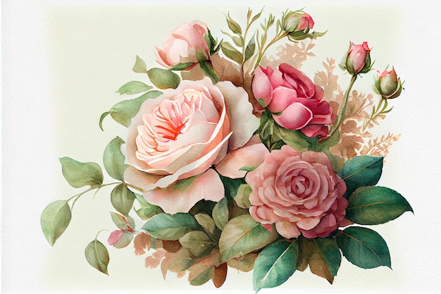ramo floral, acuarela, ilustración