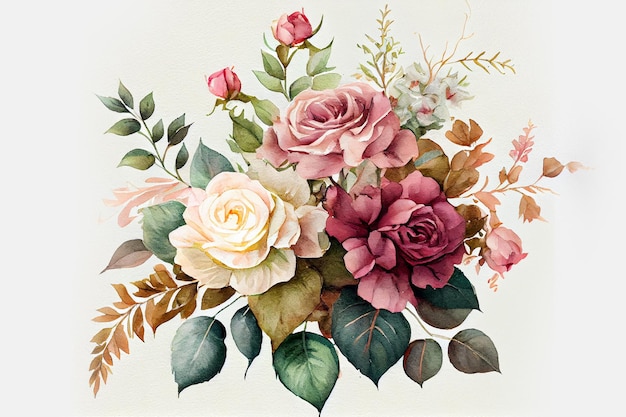 ramo floral, acuarela, ilustración