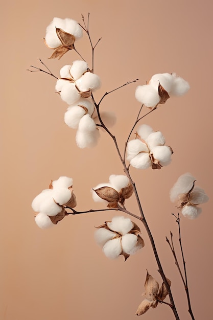 Foto un ramo de flores de algodón en un tallo creado con ia generativa