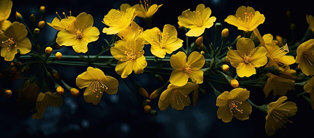 Ramo de flores amarillas sobre un fondo negro