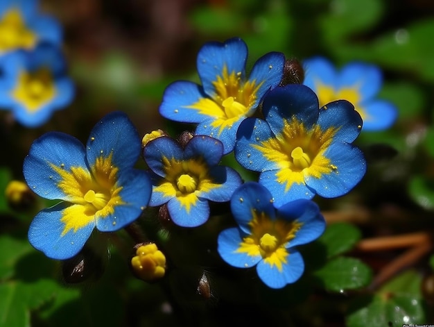 Ramo de flores azul y amarillo Creado con tecnología generativa Ai