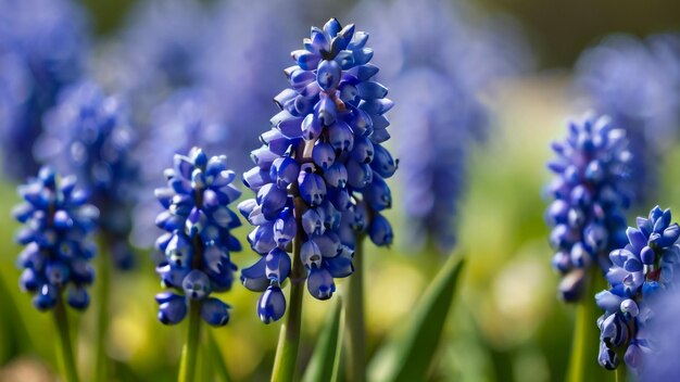 Foto un ramo de flores azules que están afuera