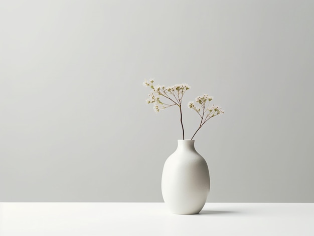 Ramo de flores blancas en un jarrón sobre un fondo blanco Generado por IA