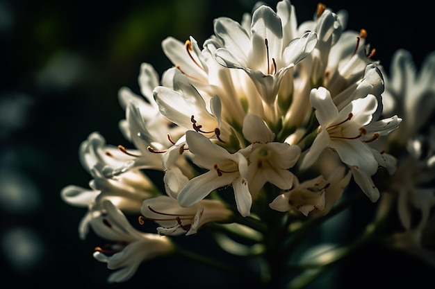 Un ramo de flores blancas con el número 7