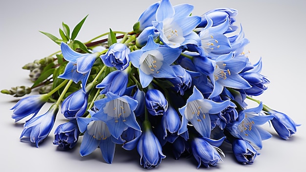 ramo de flores de bluebell brillantes aisladas sobre un fondo blanco