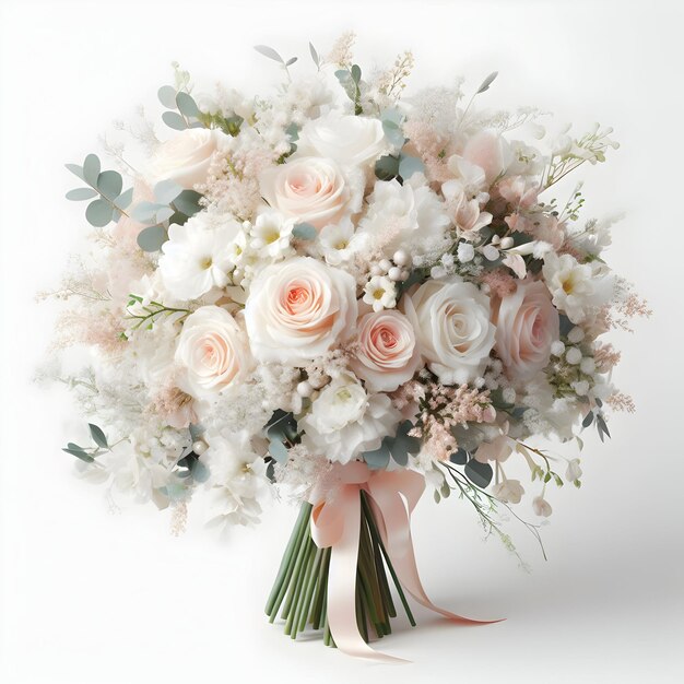 Ramo de flores de boda sobre un fondo blanco