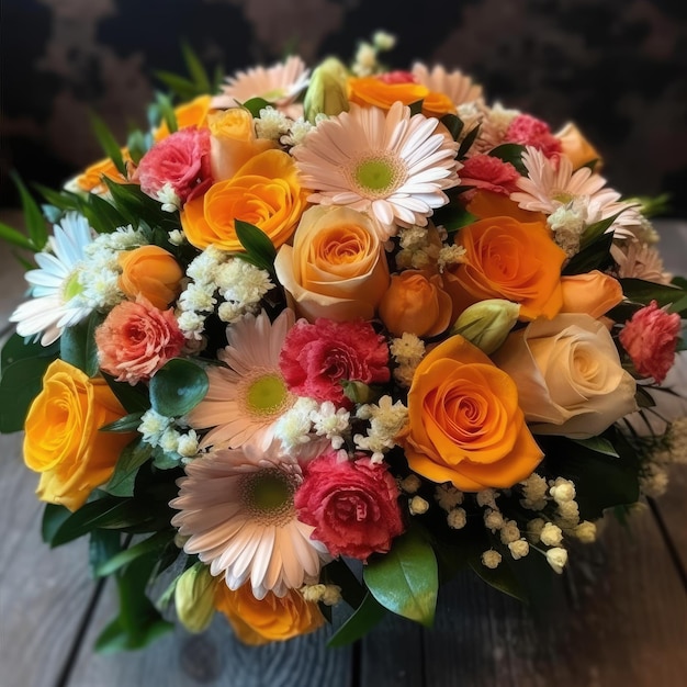 Un ramo de flores para una boda.