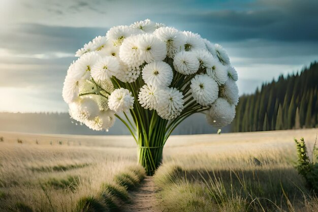 un ramo de flores en un campo de hierba