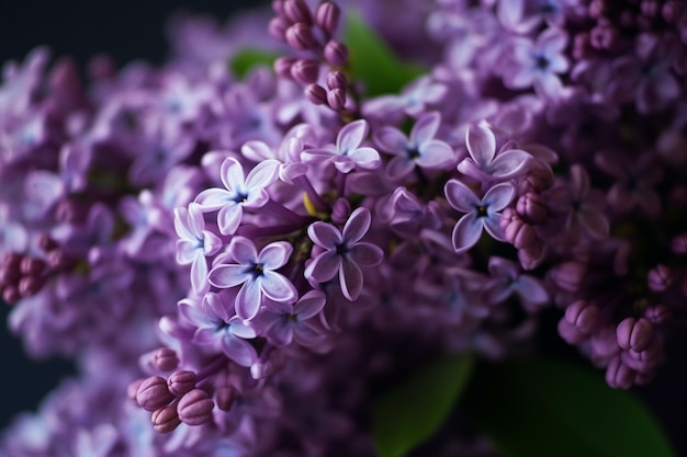 Un ramo de flores de color púrpura con la palabra lila en la parte inferior