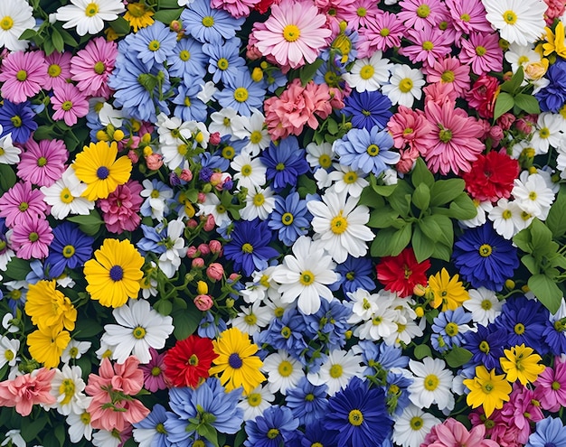 Un ramo de flores está en una cama.