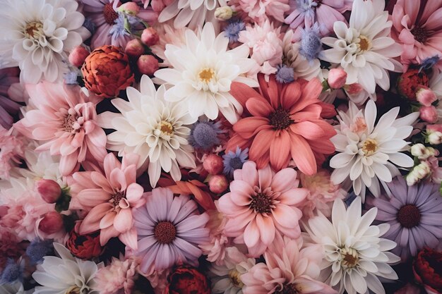 Foto un ramo de flores están en una exhibición