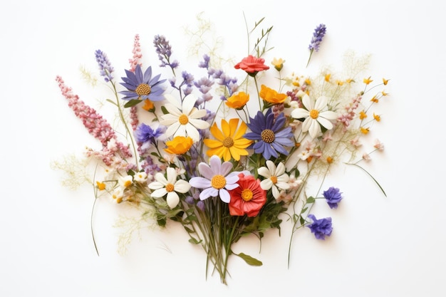 Un ramo de flores con un fondo blanco.