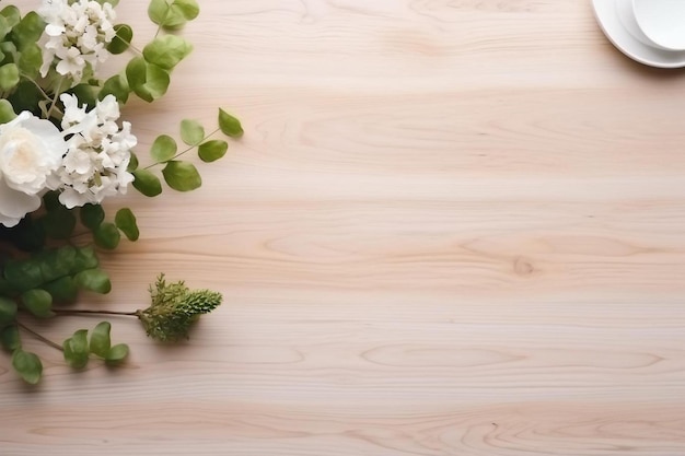 Foto un ramo de flores en un fondo de madera