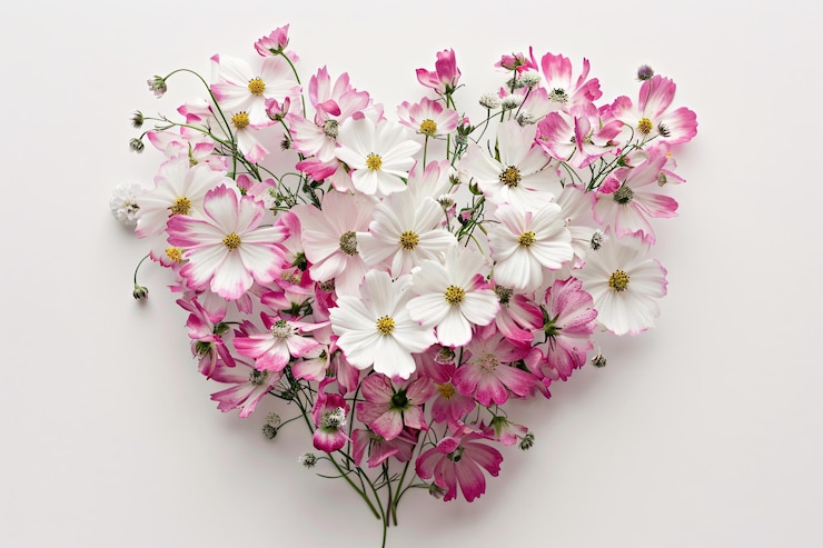 Foto un ramo de flores en forma de corazón