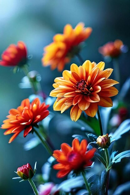 Foto un ramo de flores naranjas y amarillas con el número 3 en ellas